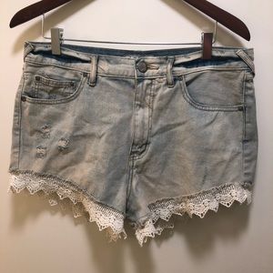 Free people lace jean shorts